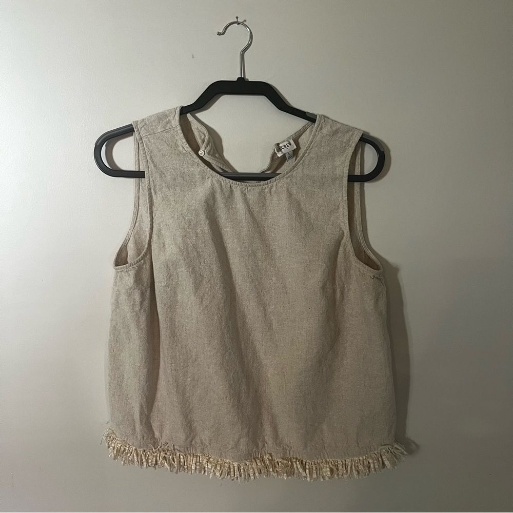 J. Crew Beige Fringe-Hem Sleeveless Tank